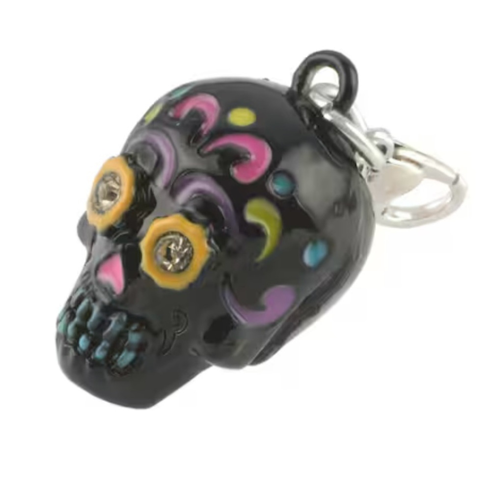 3D Rhinestone Black Skull Charm